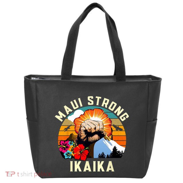 Pray For Maui Hawaii Strong Tee Apparel Matching Family Zip Tote Bag