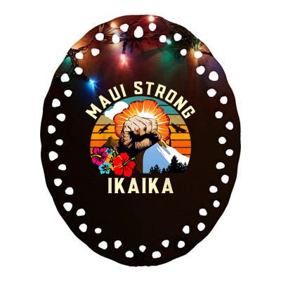 Pray For Maui Hawaii Strong Tee Apparel Matching Family Ceramic Oval Ornament