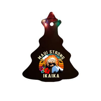 Pray For Maui Hawaii Strong Tee Apparel Matching Family Ceramic Tree Ornament