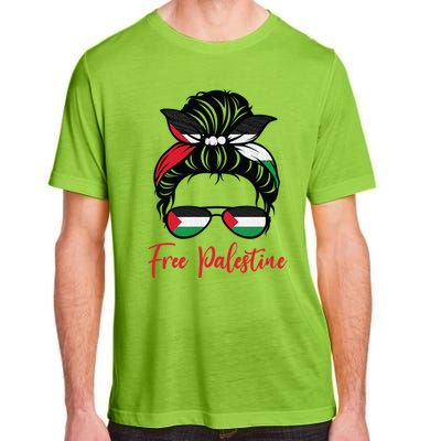 Palestine Flag Messy Bun Gift Free Palestine Cute Gift Adult ChromaSoft Performance T-Shirt