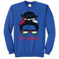 Palestine Flag Messy Bun Gift Free Palestine Cute Gift Sweatshirt