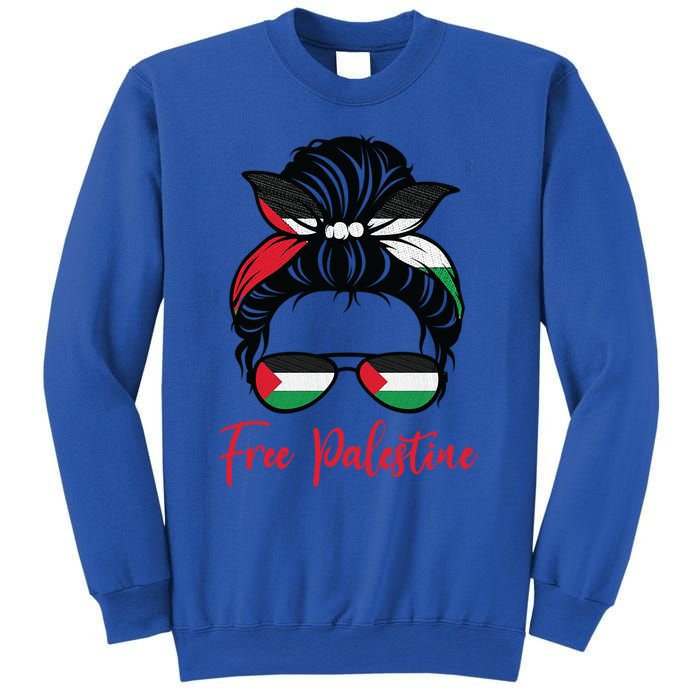 Palestine Flag Messy Bun Gift Free Palestine Cute Gift Sweatshirt