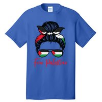 Palestine Flag Messy Bun Gift Free Palestine Cute Gift Tall T-Shirt