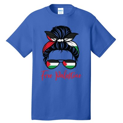 Palestine Flag Messy Bun Gift Free Palestine Cute Gift Tall T-Shirt