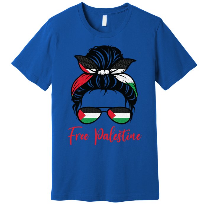 Palestine Flag Messy Bun Gift Free Palestine Cute Gift Premium T-Shirt