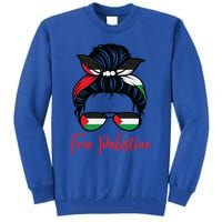 Palestine Flag Messy Bun Gift Free Palestine Cute Gift Tall Sweatshirt