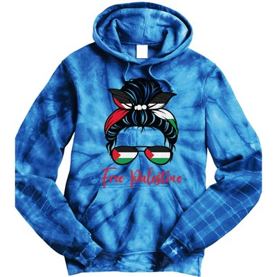 Palestine Flag Messy Bun Gift Free Palestine Cute Gift Tie Dye Hoodie