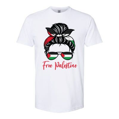 Palestine Flag Messy Bun Gift Free Palestine Cute Gift Softstyle CVC T-Shirt