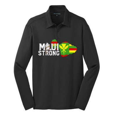 Pray for Maui Hawaii Strong Silk Touch Performance Long Sleeve Polo