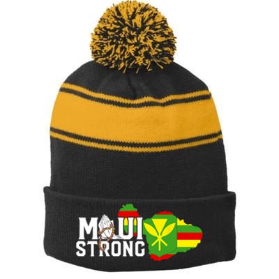 Pray For Maui Hawaii Strong Maui Wildfire Relief Stripe Pom Pom Beanie