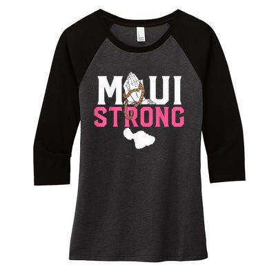 Pray for Maui Hawaii Strong Women's Tri-Blend 3/4-Sleeve Raglan Shirt