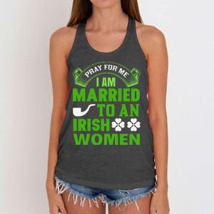 Pray For Me I Am Married To An Irish Women Women's Knotted Racerback Tank