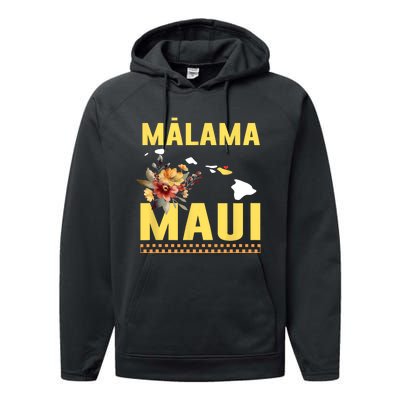 Pray For Malama Maui Hawaii Strong Support Maui Hawaii Performance Fleece Hoodie