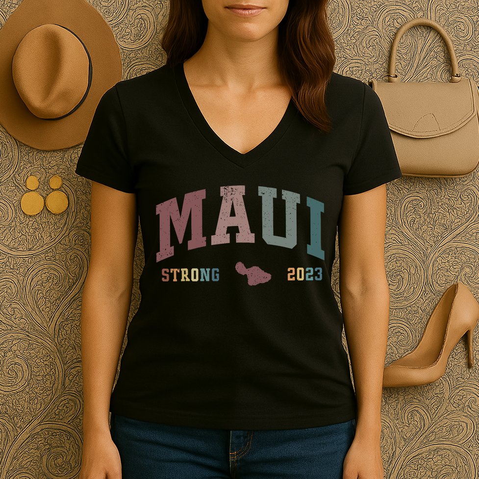 Pray For Maui Hawaii Strong Lahaina Fires Donate Women's V-Neck T-Shirt