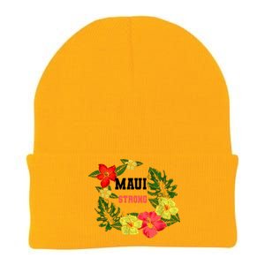 Pray For Maui Hawaii Strong Hawaiian Floral Knit Cap Winter Beanie