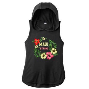 Pray For Maui Hawaii Strong Hawaiian Floral Ladies PosiCharge Tri-Blend Wicking Draft Hoodie Tank