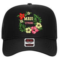 Pray For Maui Hawaii Strong Hawaiian Floral High Crown Mesh Back Trucker Hat