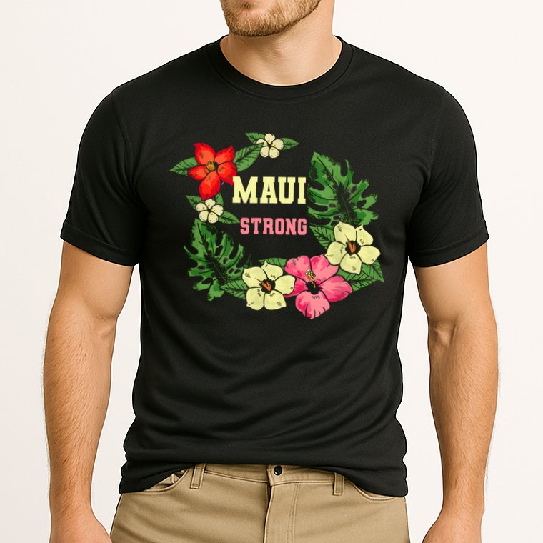 Pray For Maui Hawaii Strong Hawaiian Floral Cooling Performance Crew T-Shirt