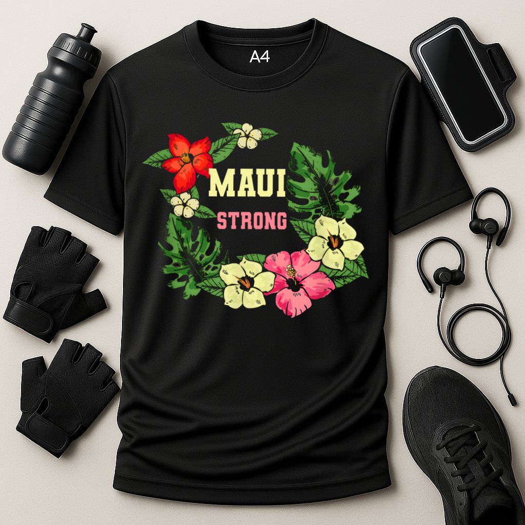 Pray For Maui Hawaii Strong Hawaiian Floral Cooling Performance Crew T-Shirt