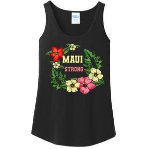 Pray For Maui Hawaii Strong Hawaiian Floral Ladies Essential Tank