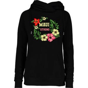 Pray For Maui Hawaii Strong Hawaiian Floral Womens Funnel Neck Pullover Hood