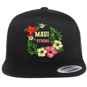 Pray For Maui Hawaii Strong Hawaiian Floral Flat Bill Trucker Hat