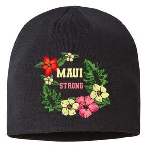 Pray For Maui Hawaii Strong Hawaiian Floral Sustainable Beanie