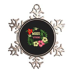 Pray For Maui Hawaii Strong Hawaiian Floral Metallic Star Ornament