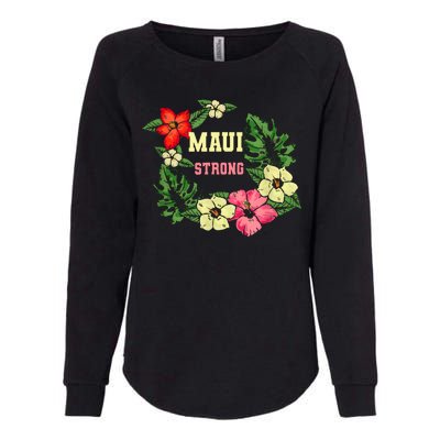 Pray For Maui Hawaii Strong Hawaiian Floral Womens California Wash Sweatshirt