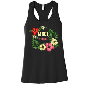 Pray For Maui Hawaii Strong Hawaiian Floral Women's Racerback Tank