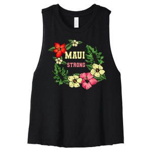 Pray For Maui Hawaii Strong Hawaiian Floral Women's Racerback Cropped Tank