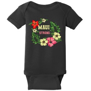 Pray For Maui Hawaii Strong Hawaiian Floral Baby Bodysuit