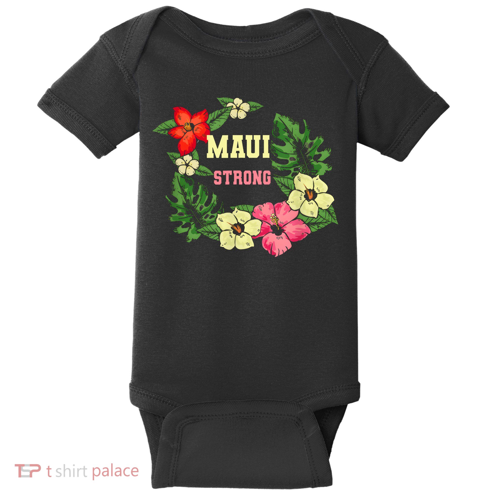 Pray For Maui Hawaii Strong Hawaiian Floral Baby Bodysuit