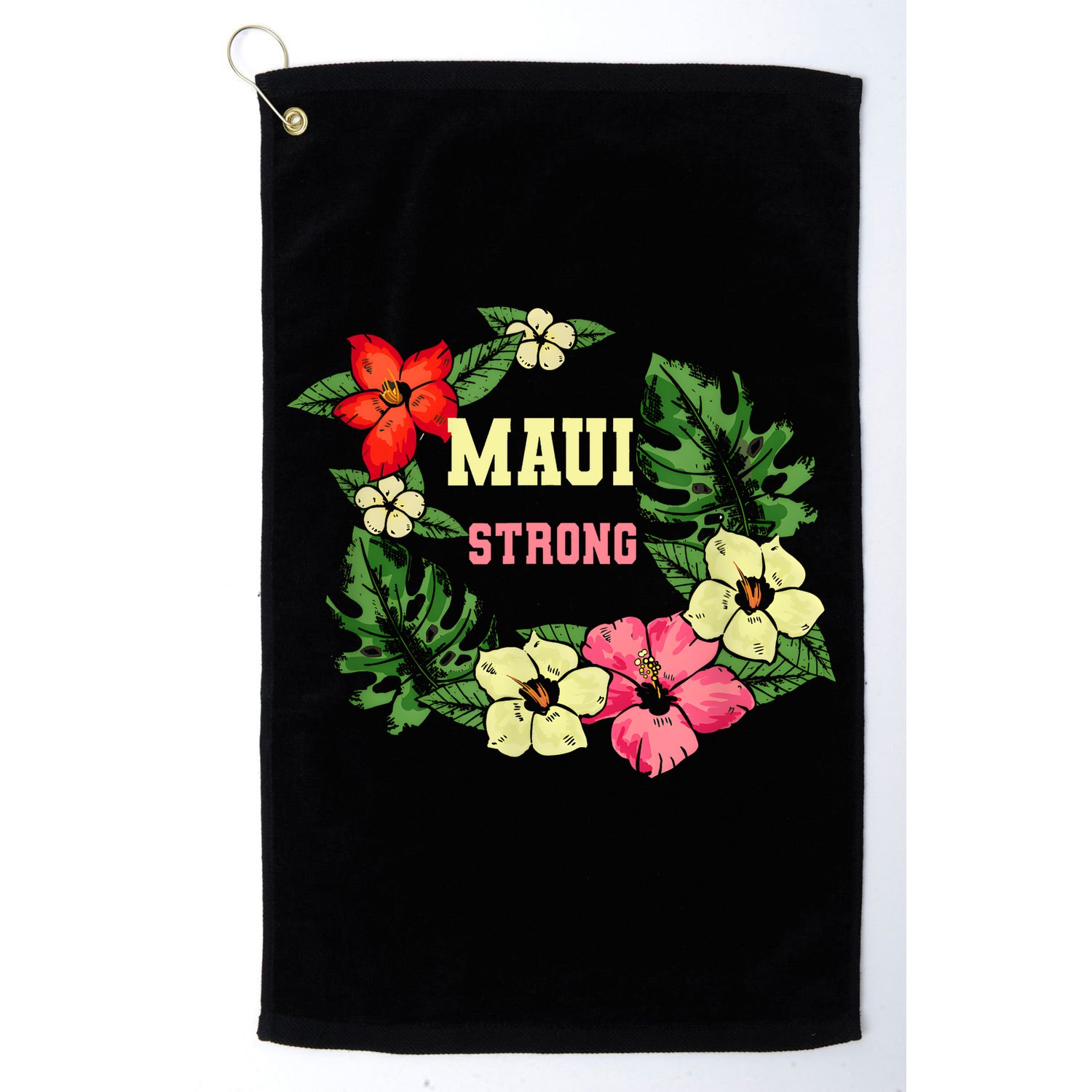 Pray For Maui Hawaii Strong Hawaiian Floral Golf Towel