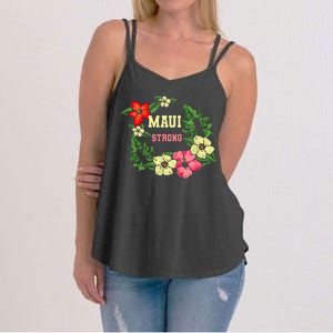 Pray For Maui Hawaii Strong Hawaiian Floral Women's Strappy Tank