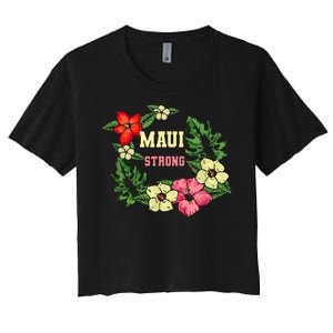 Pray For Maui Hawaii Strong Hawaiian Floral Women's Crop Top Tee