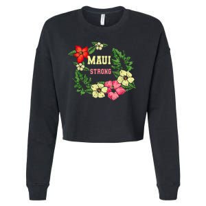 Pray For Maui Hawaii Strong Hawaiian Floral Cropped Pullover Crew