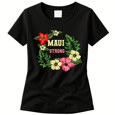 Pray For Maui Hawaii Strong Hawaiian Floral Womens T-Shirt