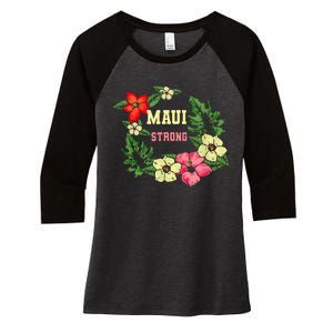 Pray For Maui Hawaii Strong Hawaiian Floral Women's Tri-Blend 3/4-Sleeve Raglan Shirt