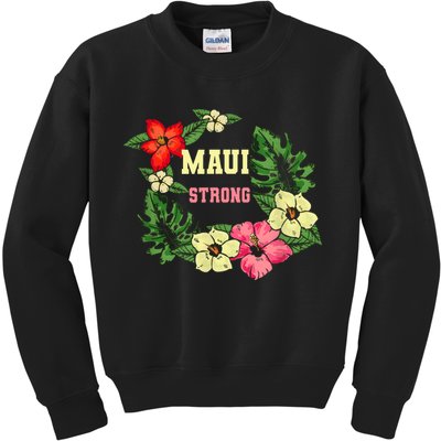 Pray For Maui Hawaii Strong Hawaiian Floral Kids Sweatshirt