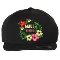 Pray For Maui Hawaii Strong Hawaiian Floral Wool Snapback Cap