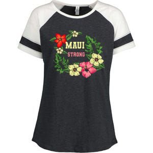 Pray For Maui Hawaii Strong Hawaiian Floral Enza Ladies Jersey Colorblock Tee