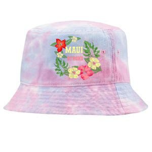 Pray For Maui Hawaii Strong Hawaiian Floral Tie-Dyed Bucket Hat