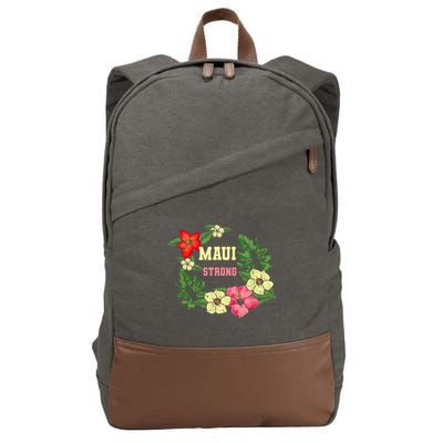Pray For Maui Hawaii Strong Hawaiian Floral Cotton Canvas Backpack