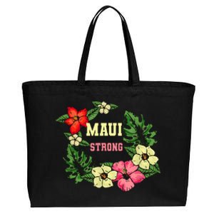 Pray For Maui Hawaii Strong Hawaiian Floral Cotton Canvas Jumbo Tote