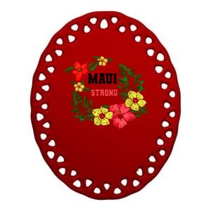 Pray For Maui Hawaii Strong Hawaiian Floral Ceramic Oval Ornament