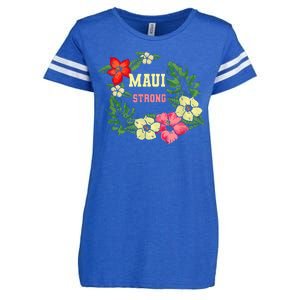 Pray For Maui Hawaii Strong Hawaiian Floral Enza Ladies Jersey Football T-Shirt