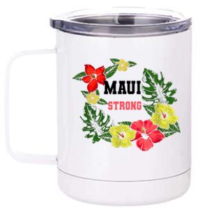 Pray For Maui Hawaii Strong Hawaiian Floral 12 oz Stainless Steel Tumbler Cup