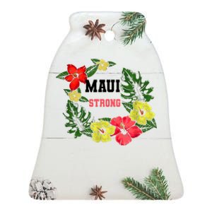 Pray For Maui Hawaii Strong Hawaiian Floral Ceramic Bell Ornament