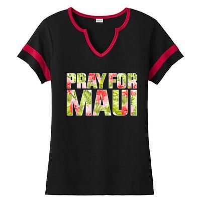 Pray For Maui Hawaii Strong  Maui Fire Relief Efforts Ladies Halftime Notch Neck Tee